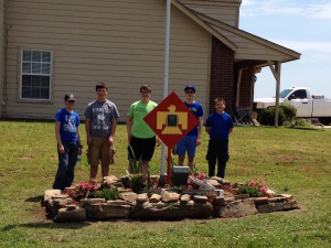 Gabe's project at Freedom Park L to R Nick Lynam, Kaden Jackson, Gabe Jackson, Trey Bartlett, Noah Schneider