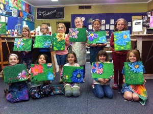 Girl Scout Troop 969 with their fresh flowers.