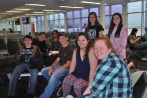 Kiefer High School students who traveled to Ireland and parts of the United Kingdom earlier this month are, seniors Logan Holt and Ashton Cooprider, sophomore Brooke Mullings, junior Evan Webster, sophomores Kaitlyn Ellis and Savannah Lee, back, junior Mikayla Godwin, and freshman Sierra Lee, back.