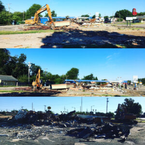 Multiple angles of the pile of debris just days after the demolition began.