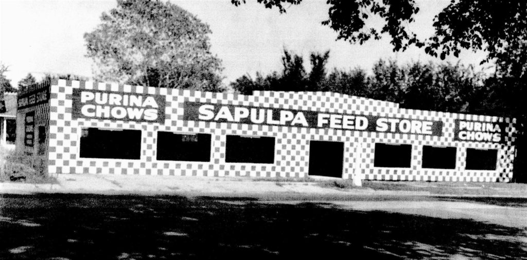 What once was the iconic McCracken Feed Store with its Purina Mills Checkerboard design (and most recently a Polaris four-wheeler dealership) at 301 South Main is being transformed into the SeneGence Pick and Pack Warehouse. (Photo courtesy of Sapulpa Historical Society)