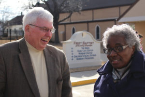 Dr Crouch and Mary Walters from Caring Community Friends