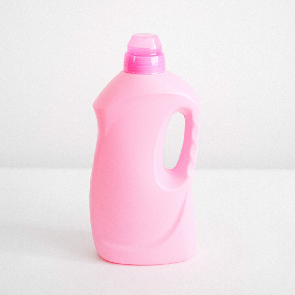 Plastic bottle with conditioner for washing