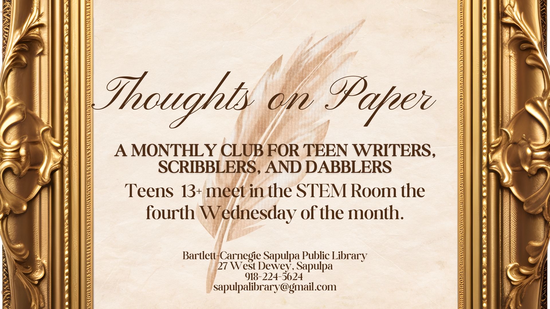 Thoughts on Paper: Sapulpa Library Teen Writers' Group