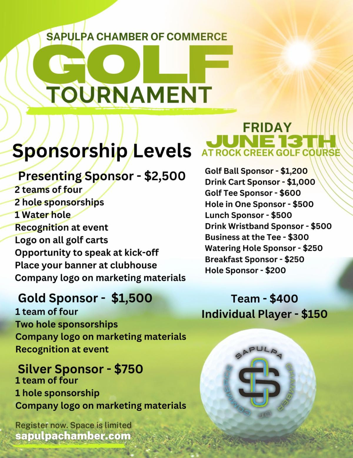 Sapulpa Chamber Annual Golf Tournament